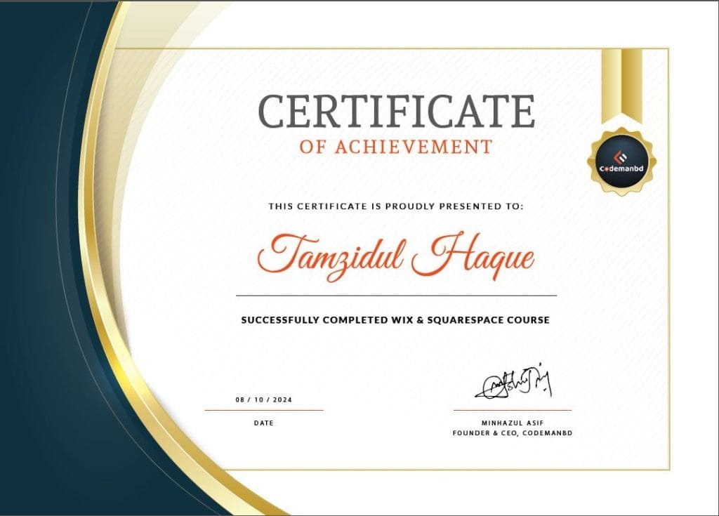 Tamzidul Haque Cirtificate | About us | TamzidulHaque.com