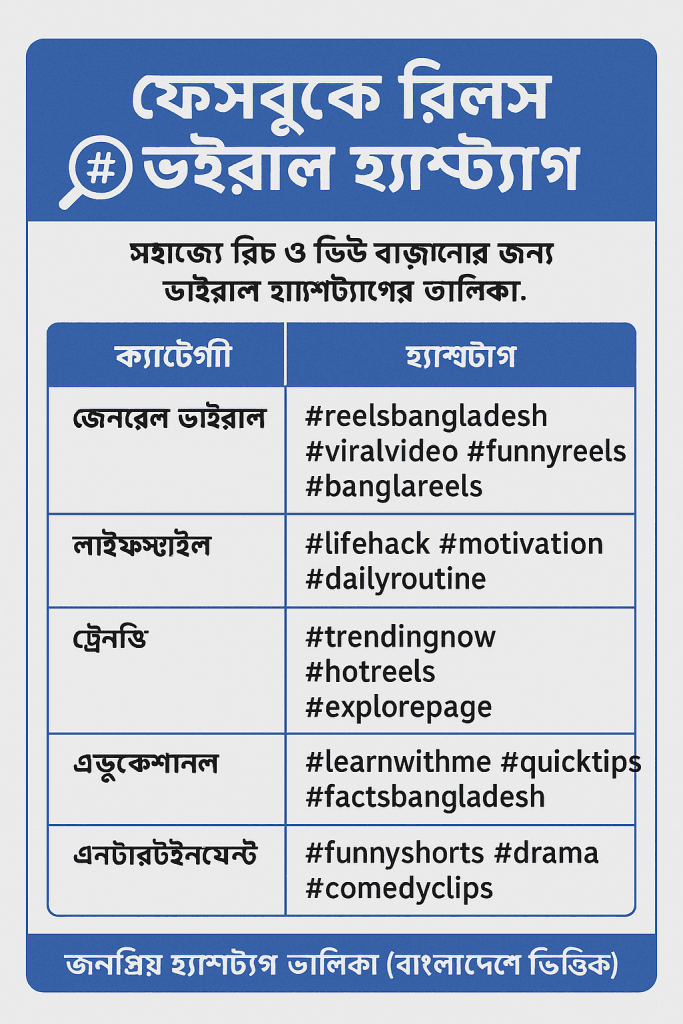 ফেসবুক রিলস ভাইরাল হ্যাশট্যাগ | ফেসবুক রিলস থেকে সহজেই বেশি আয় যেভাবে করবেন | TamzidulHaque.com ফেসবুক রিলস ভাইরাল হ্যাশট্যাগ | ফেসবুক রিলস থেকে সহজেই বেশি আয় যেভাবে করবেন | TamzidulHaque.com