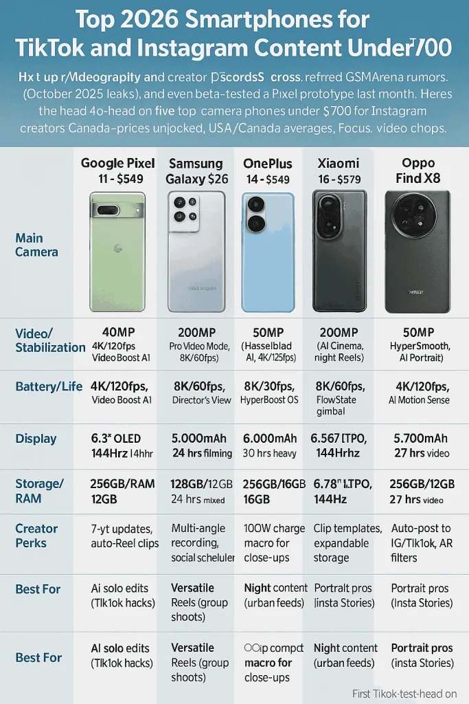 Top 2026 Smartphones for TikTok and Instagram Content Under 700 | Best Budget Smartphone for Content Creators 2026: Buyer's Guide to Affordable Vlogging Powerhouses | TamzidulHaque.com Top 2026 Smartphones for TikTok and Instagram Content Under $700