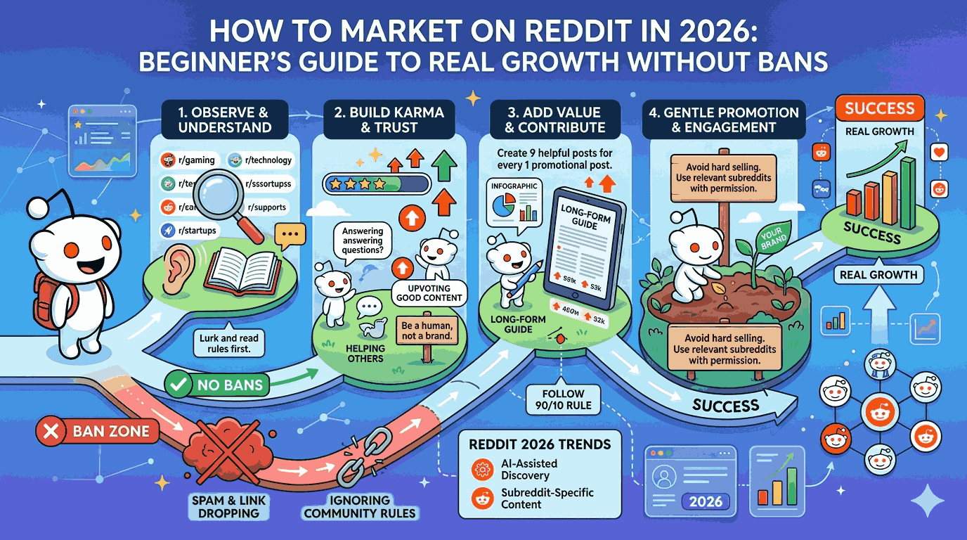 How to Market on Reddit | How to Market on Reddit in 2026: Beginner's Guide to Real Growth Without Bans | TamzidulHaque.com How to Market on Reddit